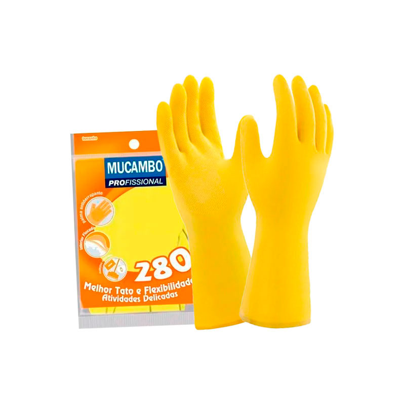 LUVA LATEX FORRADA MUCAMBO AMARELA M