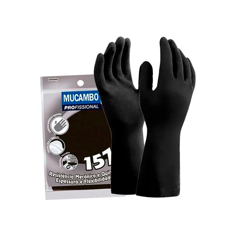 LUVA PEDREIRO LATEX FORRADA MUCAMBO PRETA M