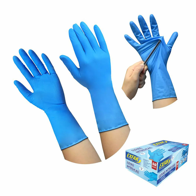 LUVA VINILICA FINA 40-365 EXFAK AZUL M