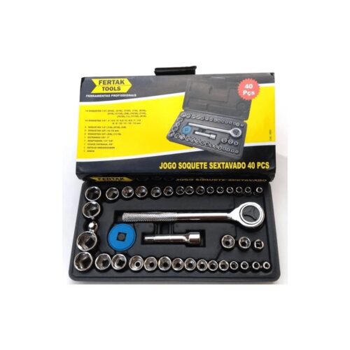JG SOQUETE SEXT C/ CHAVE CATRACA 40PCS FERTAK