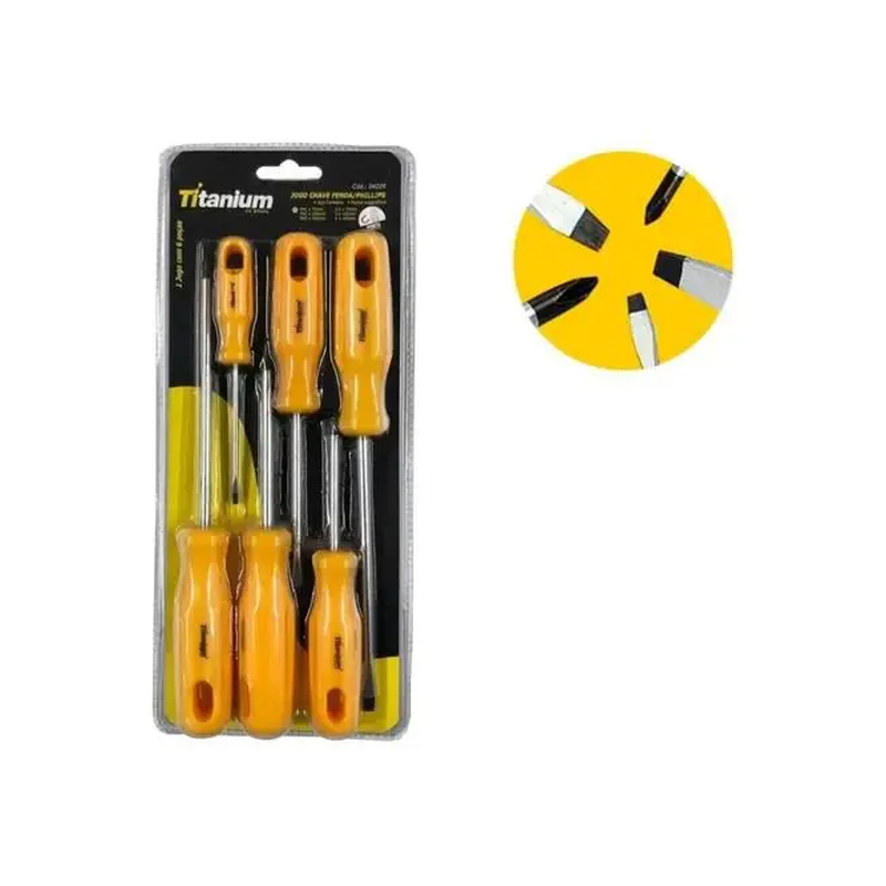 JG CHAVE FENDA/PH PONTA MAGNE 06PCS TITANIUM