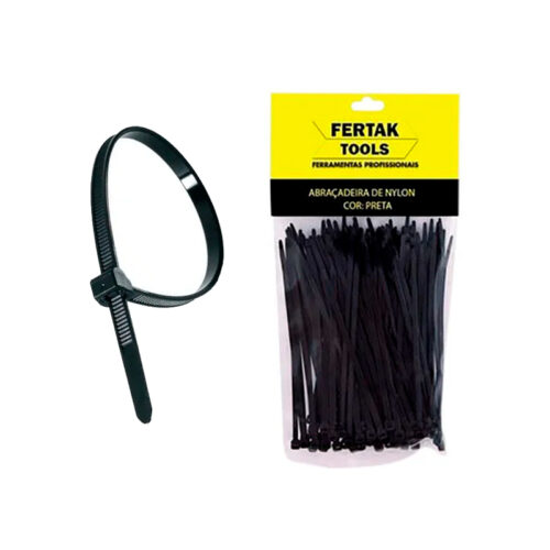 ABRAC NYLON PRETA 3,6 X 200 - 100 PCS FERTAK