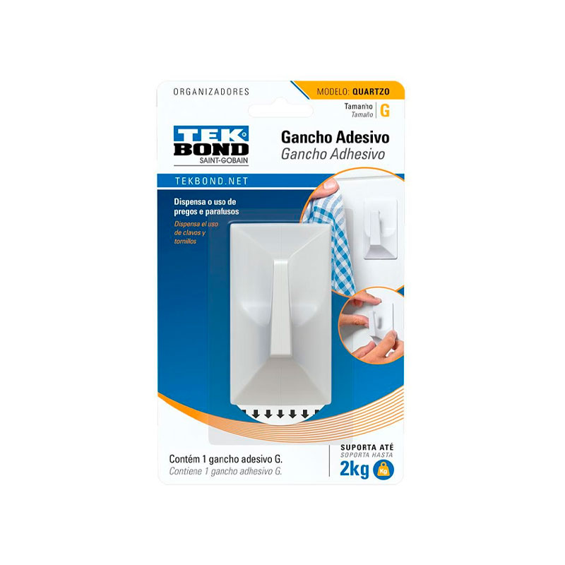GANCHO ADESIVO TEK QUARTZO BRANCO G