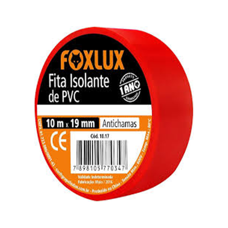 FITA ISOLANTE FOXLUX 10 MTS VERMELHO