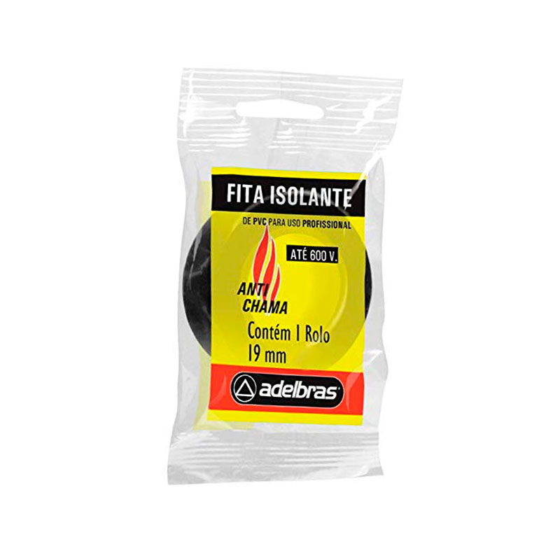 FITA ISOLANTE ANTICHAMA PRETA 19MMX20M ADELBRAS