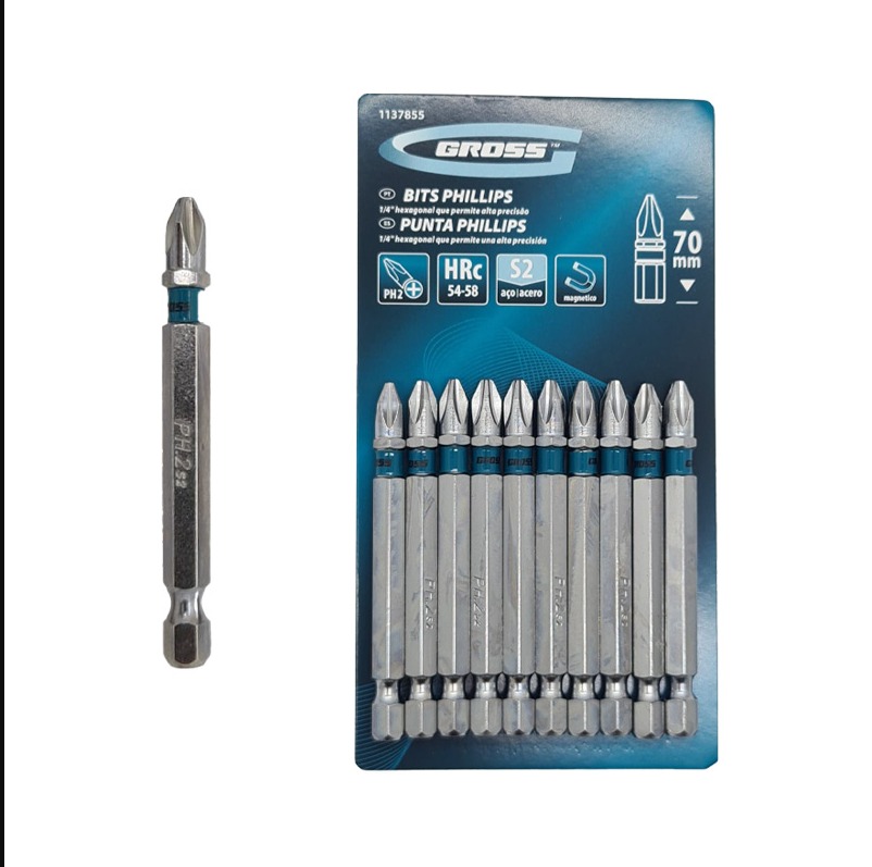 BITS PONTEIRA CROMO PH2 MAGNET 1/4X70MM GROSS